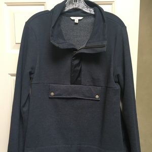 LL Bean 3/4 Zip Sweatshirt, Navy, M with hidden front pocket with zipper